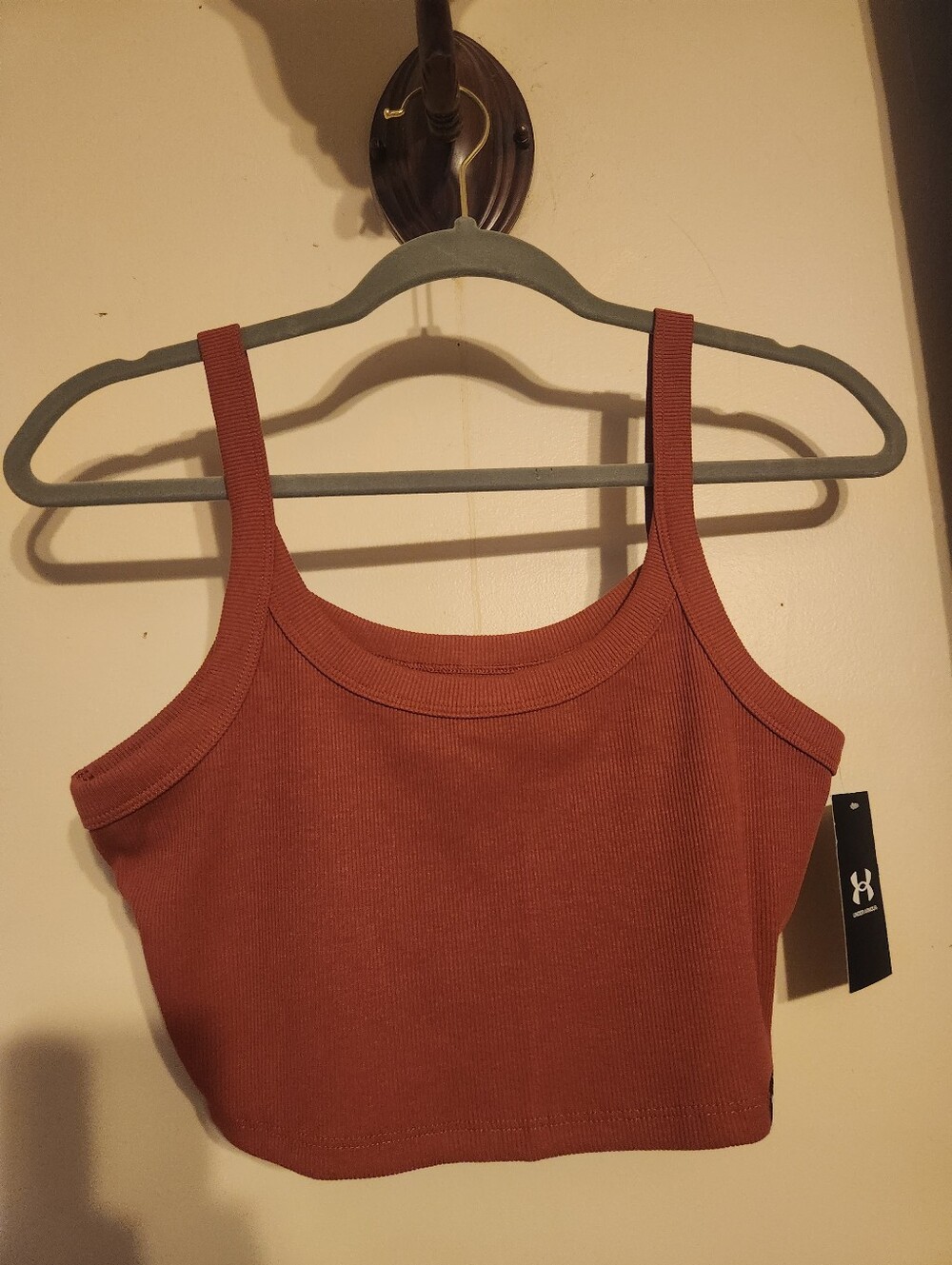 Under Armour Ribbed Crop Tank Top - Rust Brown